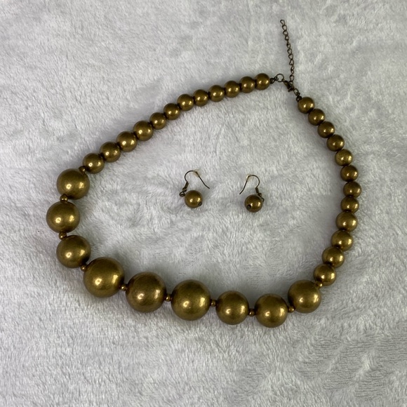 Bronze pearls / marbles spherical necklace - Picture 1 of 8